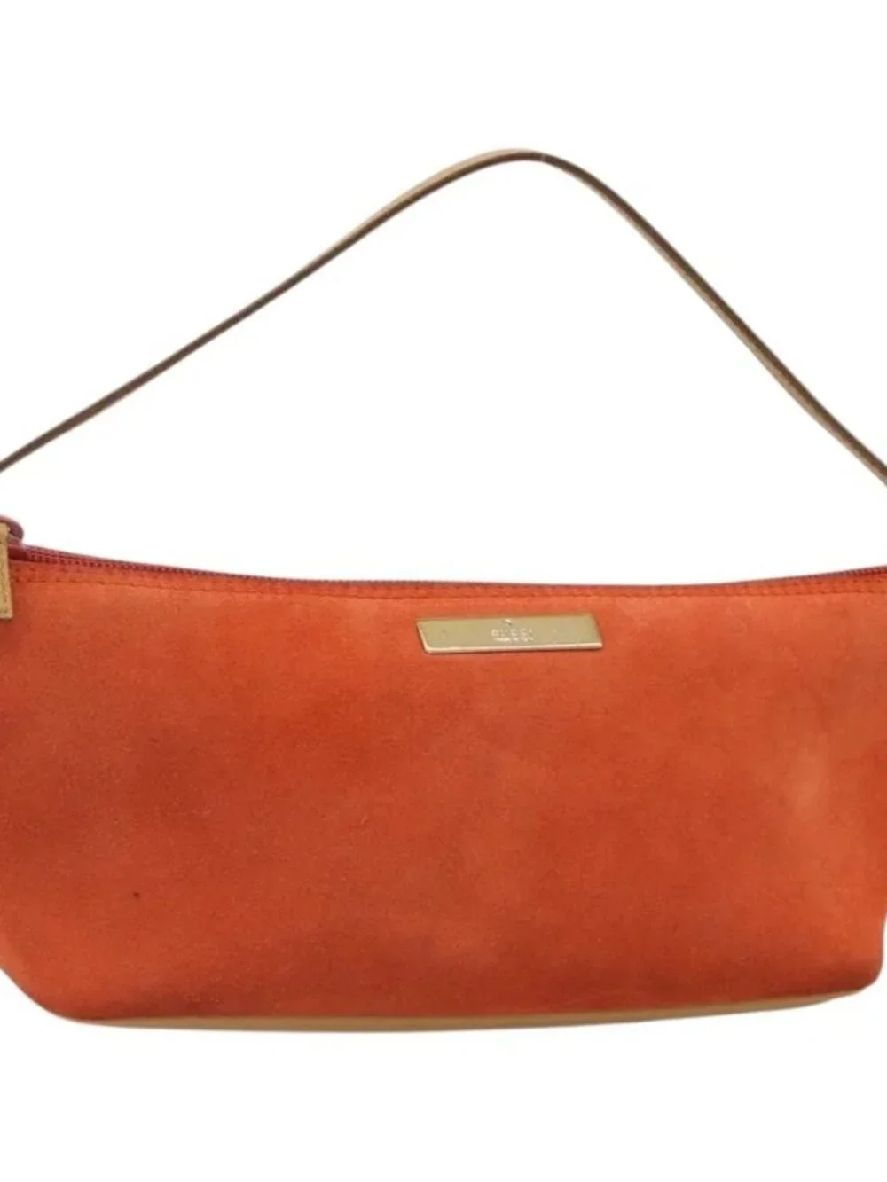 GUCCI Hand Bag Suede Orange Gold 039 1103 Auth BA13451